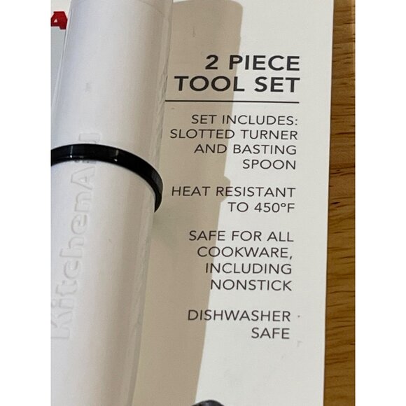KITCHENAID White 2Pc. Slotted Turner & Basting Spoon Tool SET NEW WITH TAGS! - Picture 3 of 3